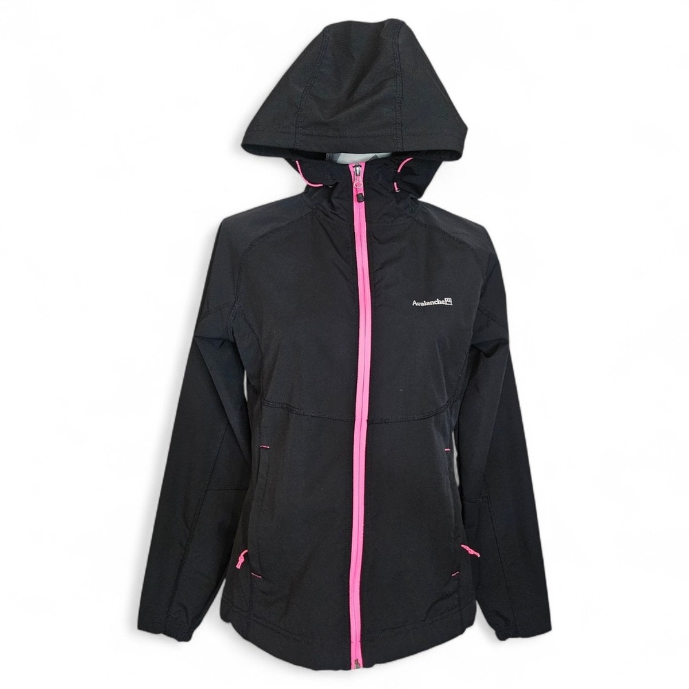Avalanche Women Weather Shield Running Shell Jacket Black Hot Pink Hooded Medium